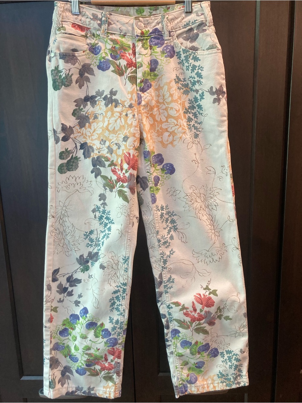 Pilcro Floral Multicolor 5 pocket jeans sz 25 Like New